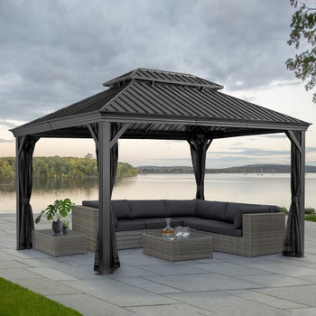 Sojag Messina Galvanized Steel Roof Gazebo - 12 ft. x 16 ft.