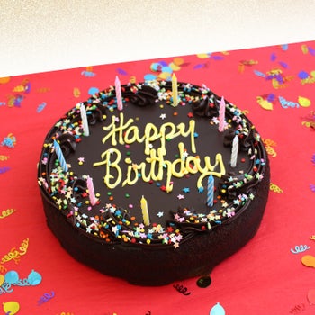 David's Cookies Chocolate Fudge Birthday Cake, 3.75 lbs. Includes Party Pack (16 Servings)